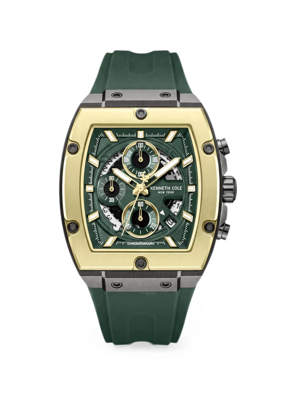 Kenneth Cole Chronograph Tonneau-case 44mm Watch In Green