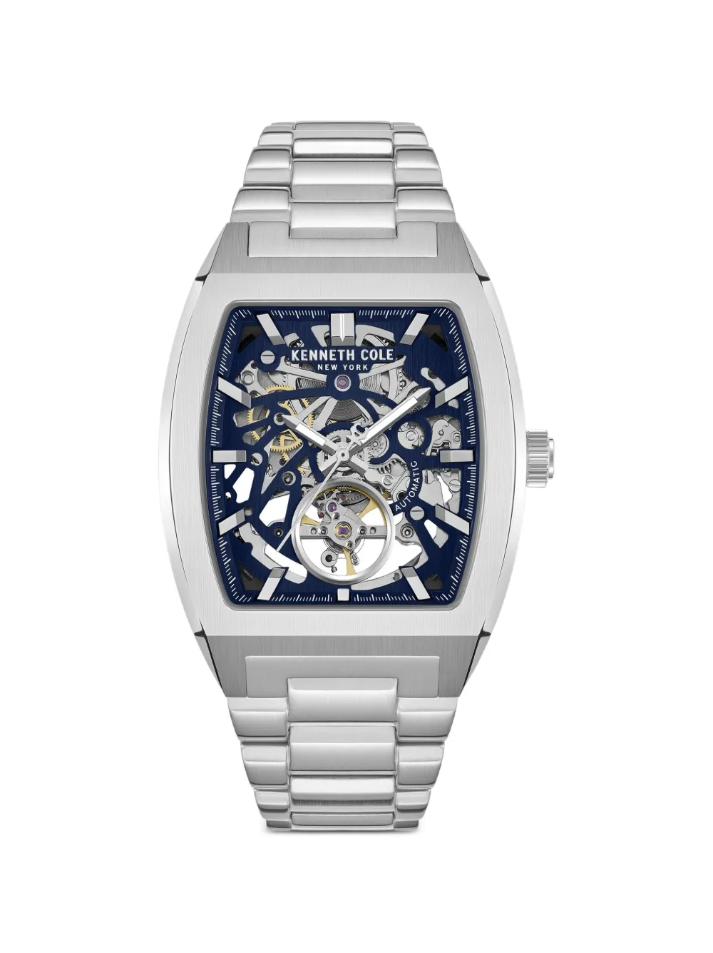 KENNETH COLE skeleton-dial tonneau-face 40mm watch - Blu