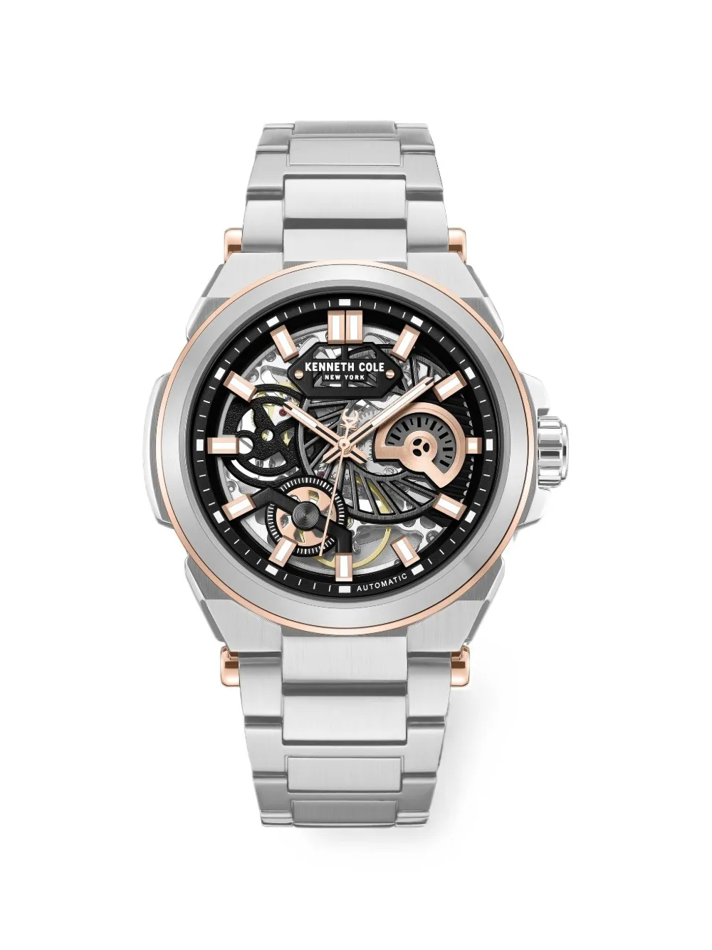 Kenneth Cole Skeleton 44mm Watch In Black