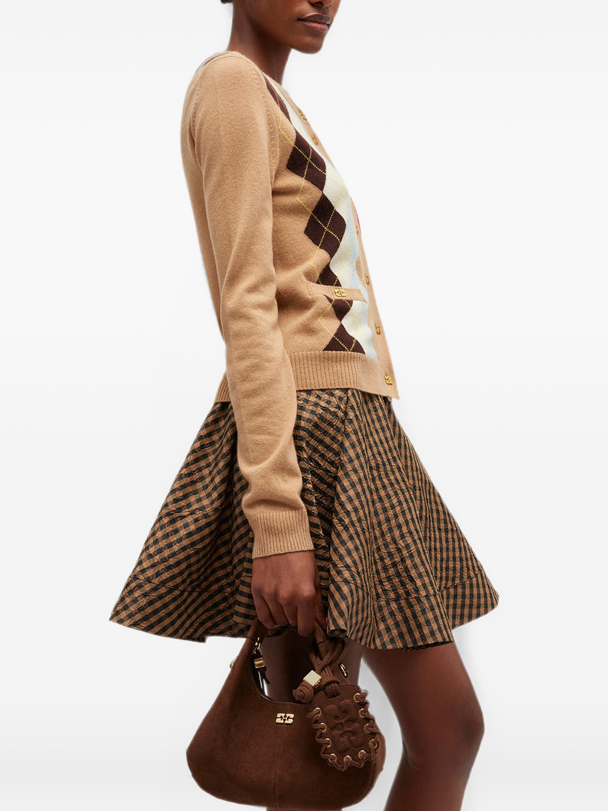 brown suede mini tote bag — Image 4