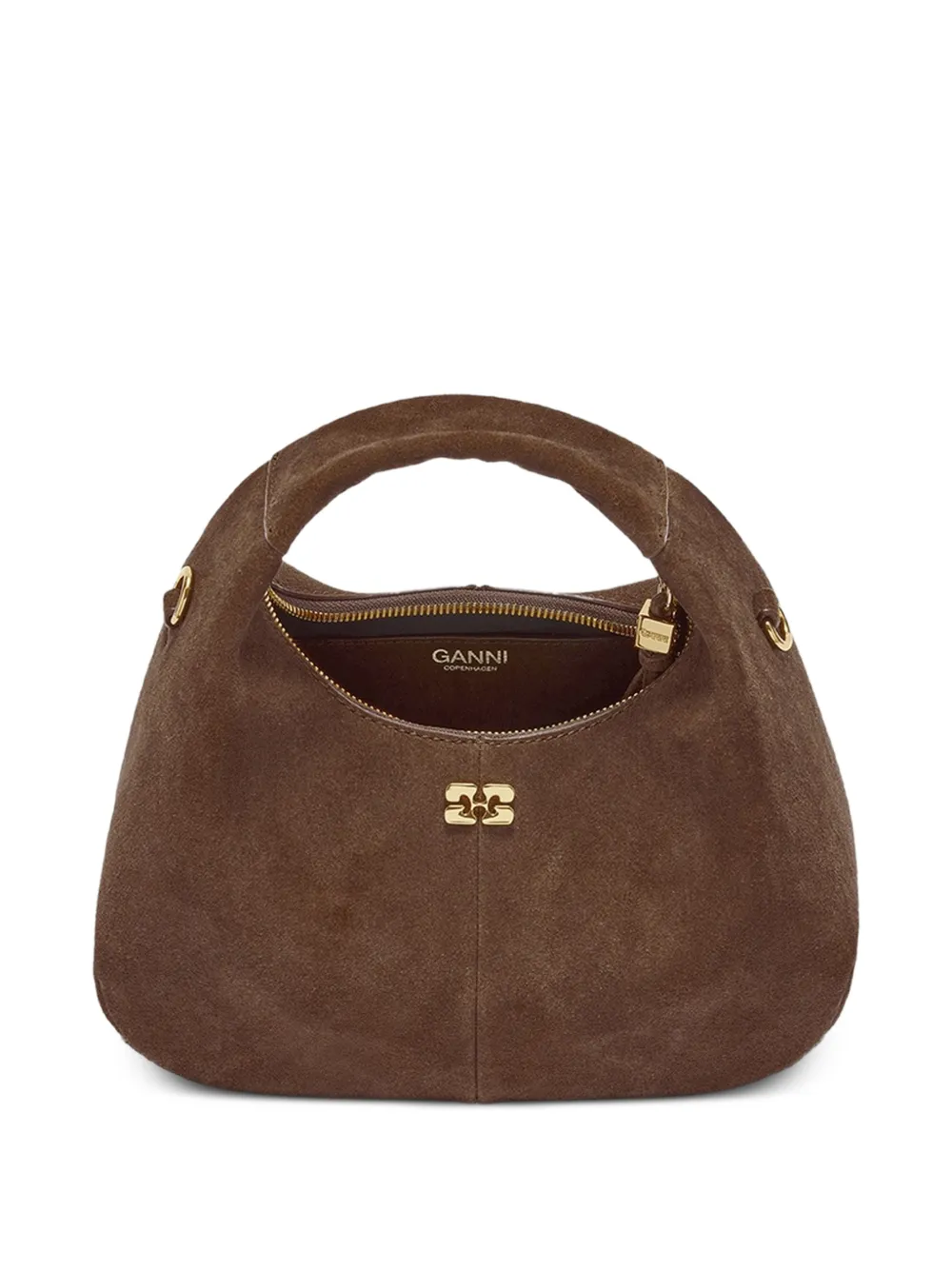 GANNI Suède mini-shopper Bruin