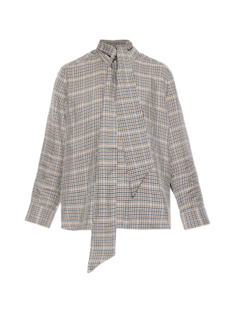 MUNTHE Veiling check-pattern tie-neck shirt