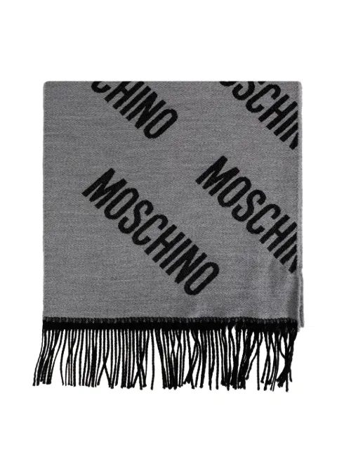 Moschino monogram-print fringed scarf