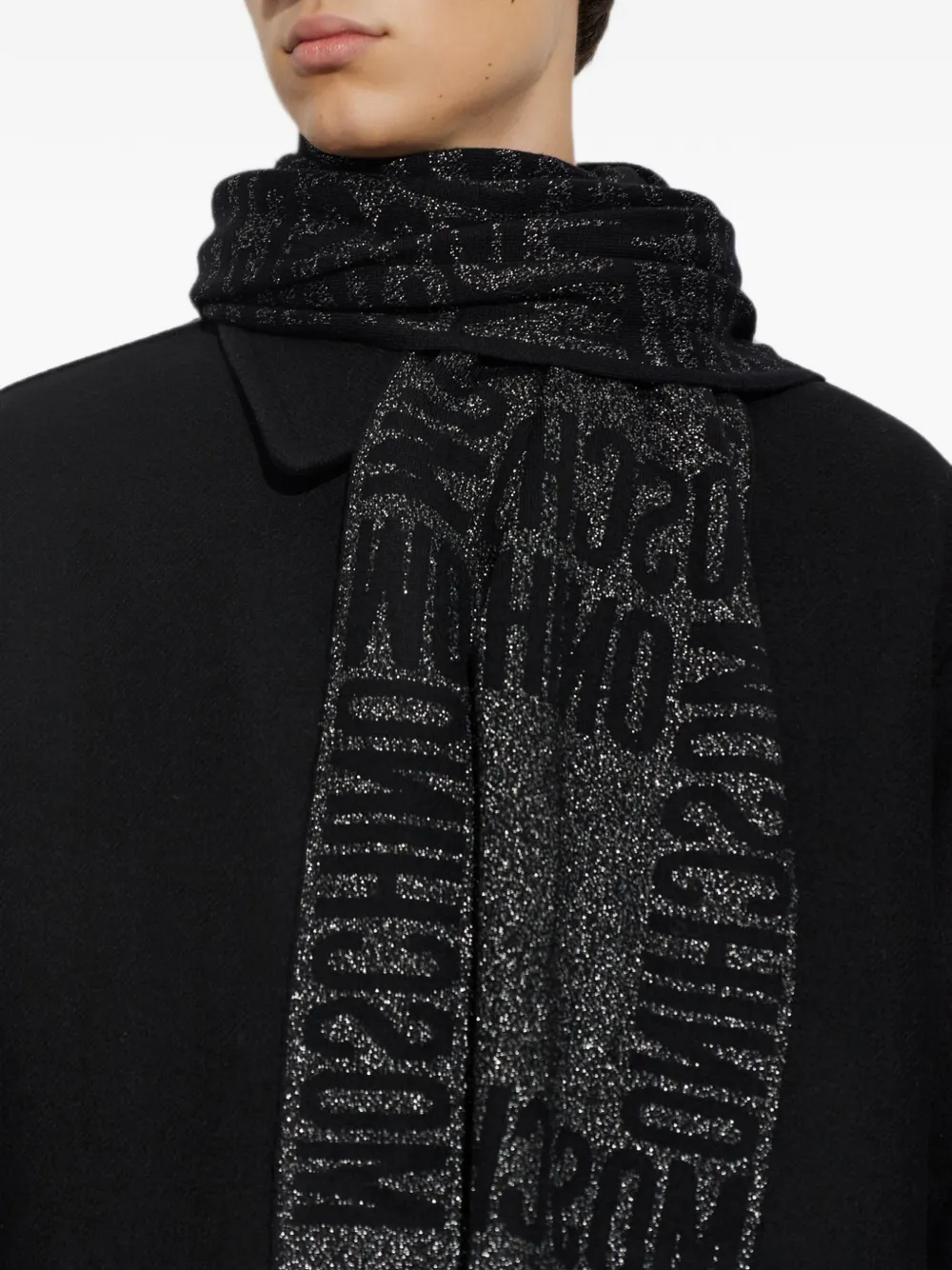 Moschino logoprint Lurex sjaal Zwart