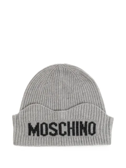 Moschino logo-intarsia ribbed beanie hat