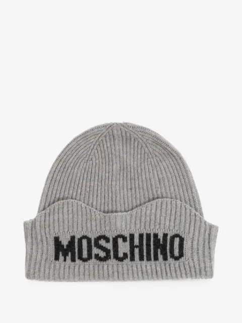 Moschino logo-intarsia ribbed beanie hat