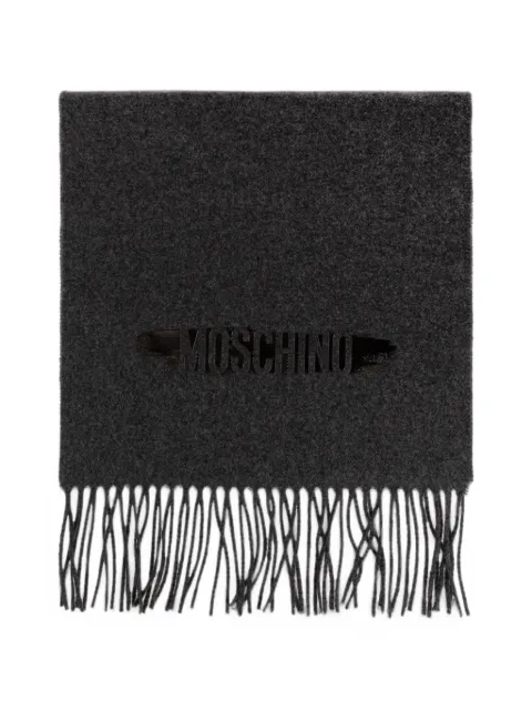 Moschino logo-print fringed scarf