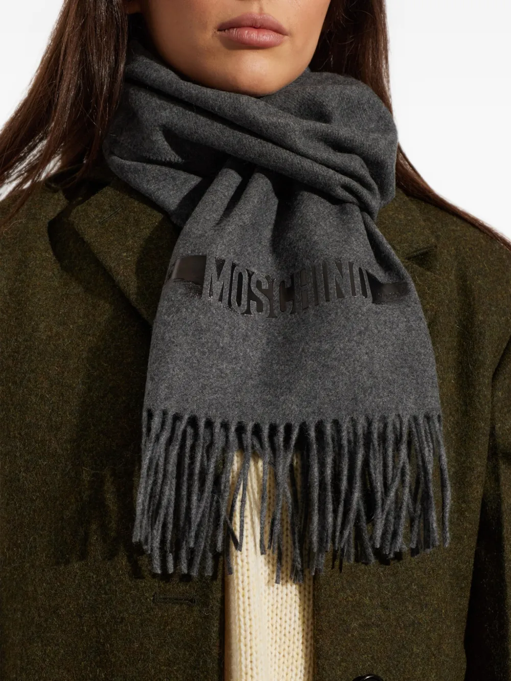 Moschino Sjaal met logoprint Grijs