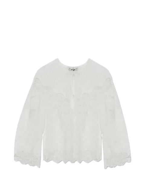 MUNTHE Valiance embroidered lace-trim blouse