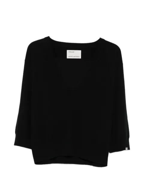 extreme cashmere Pearl V-neck three-quarter-sleeve sweater