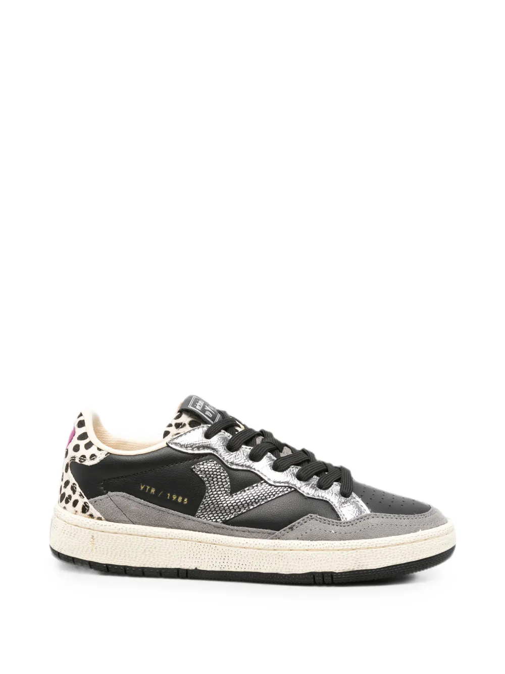 Victoria leopard-print panelled sneakers - Schwarz