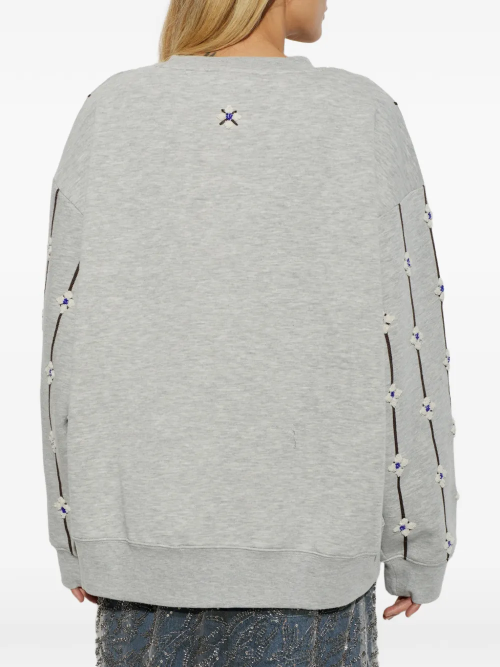 MUNTHE Vesicle sweater verfraaid met bloemen Grijs