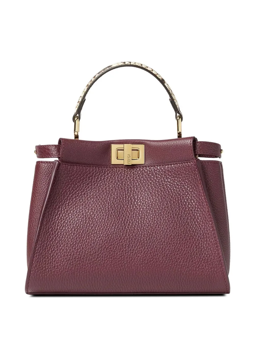 FENDI Peekaboo mini burgundy Cuoio Romano leather bag - Rot