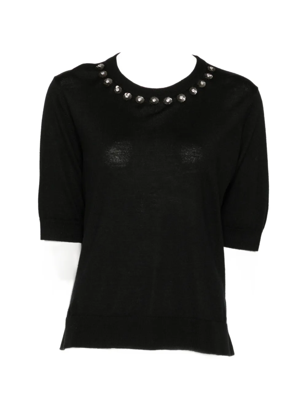 Dice Kayek sequin-embellished wool top - Nero