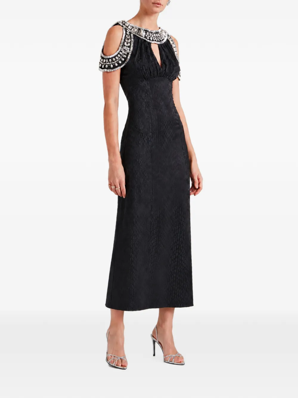 Temperley London Pyramus cold-shoulder midi dress Zwart