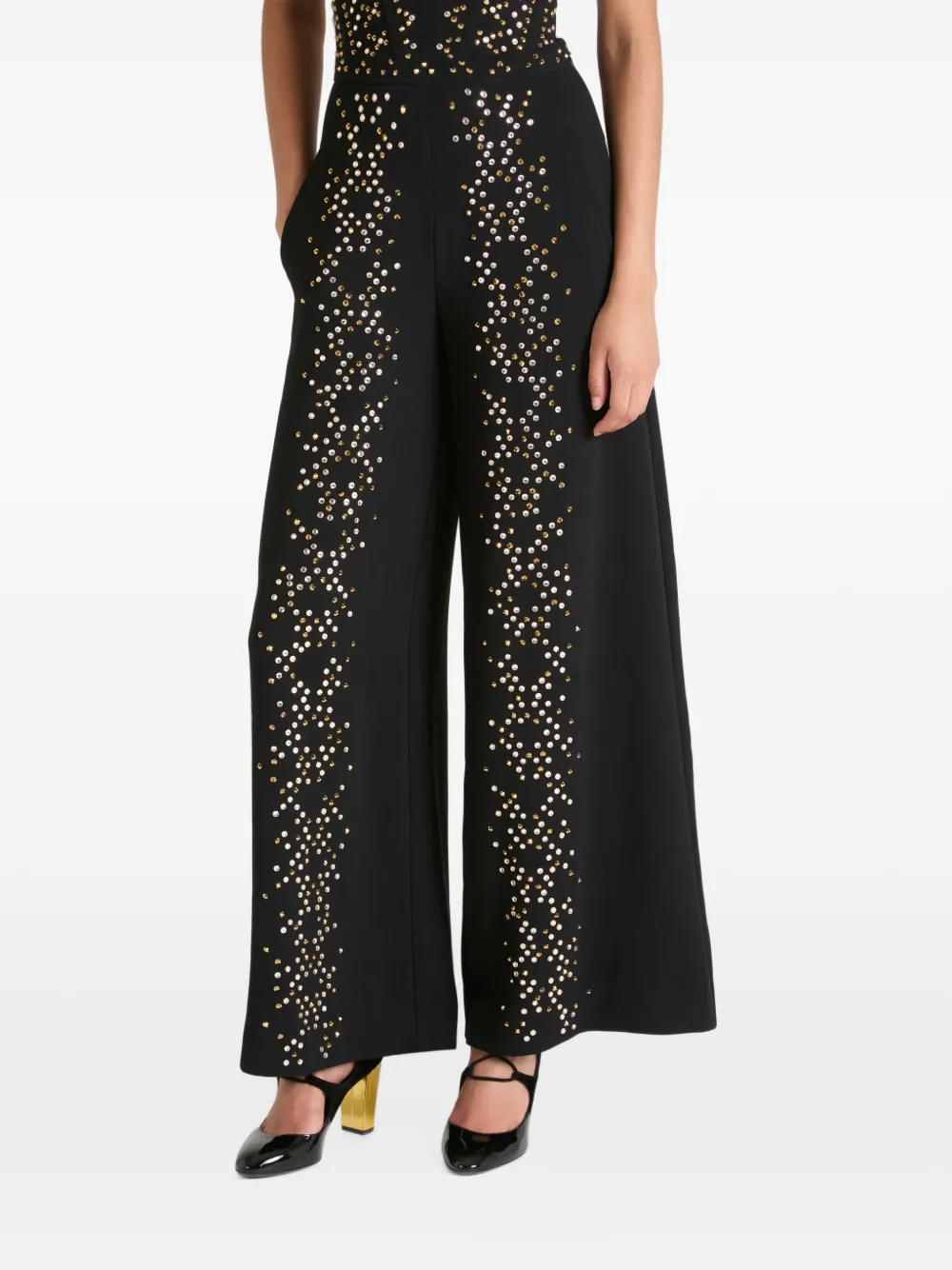 Temperley London Oberon palazzo broek verfraaid met studs Zwart