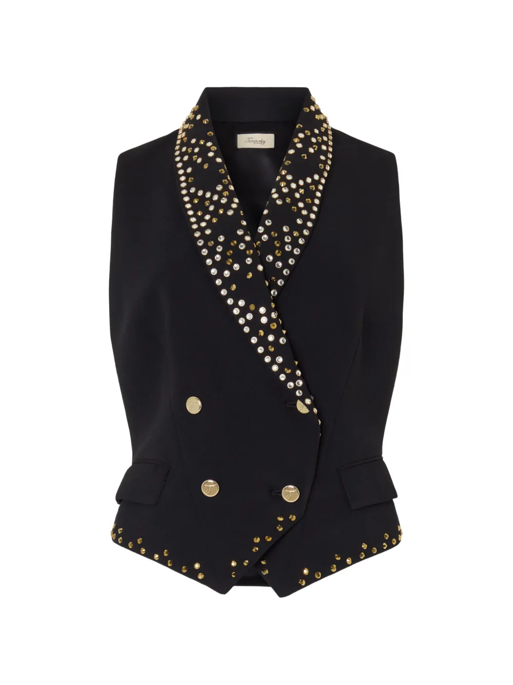 Temperley London Oberon Crystal-embellished Waistcoat In Black