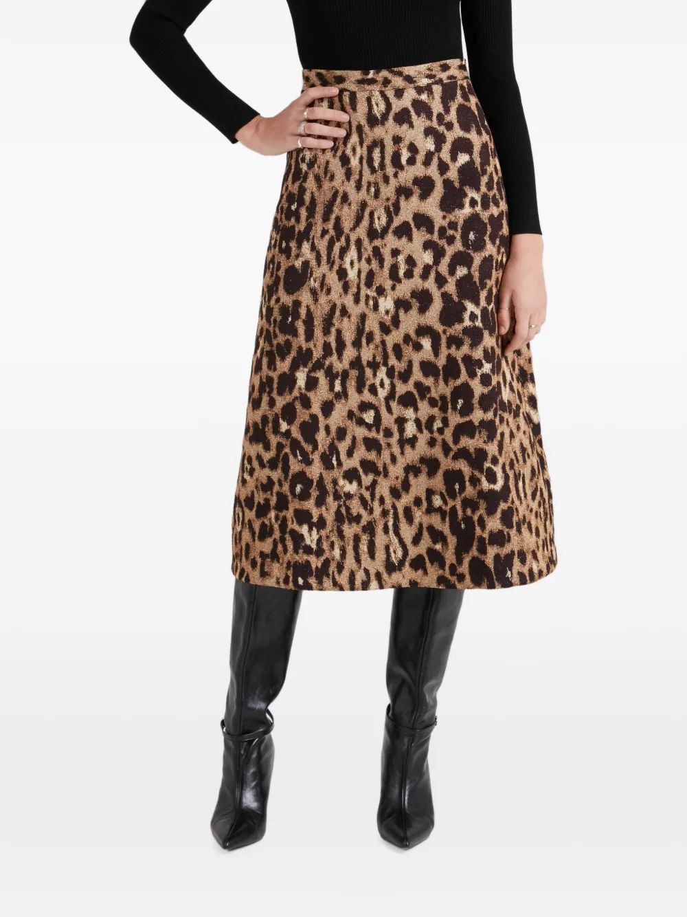 Temperley London Amara midi-rok met luipaard-print Bruin