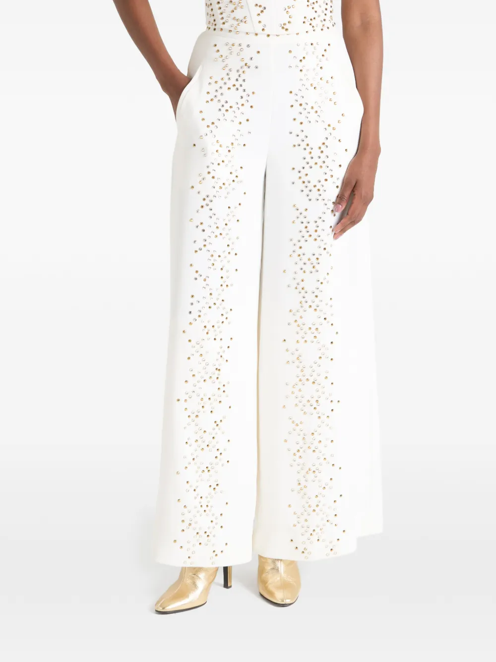 Temperley London Oberon high waist broek verfraaid met studs Wit