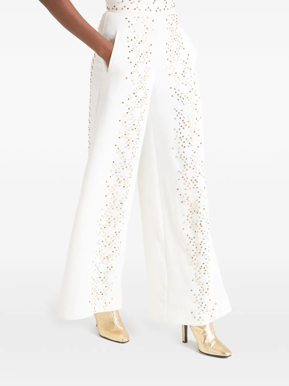 Temperley London Oberon high waist broek verfraaid met studs Wit