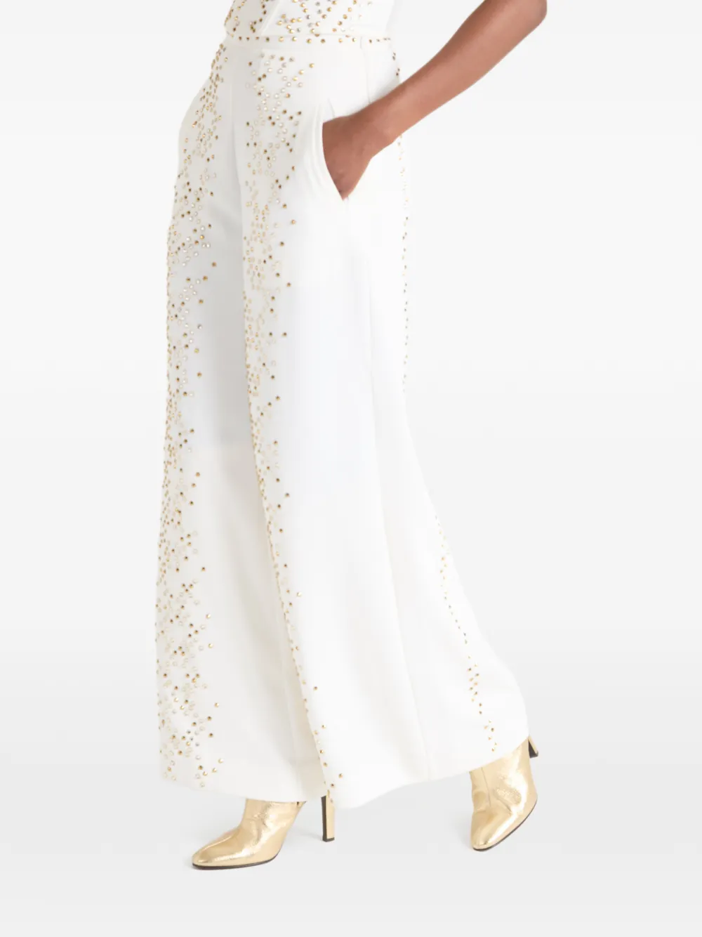 Temperley London Oberon high waist broek verfraaid met studs Wit