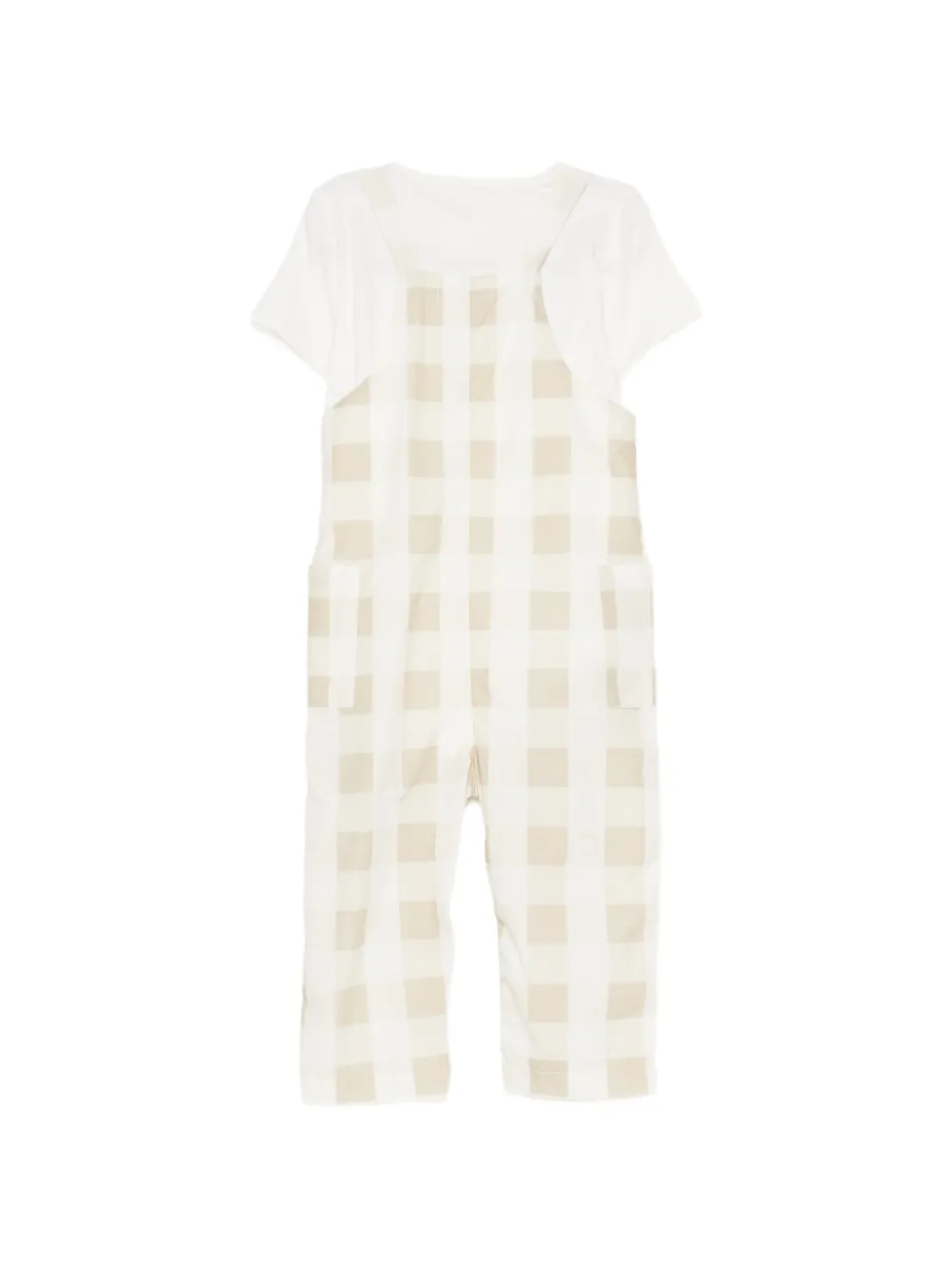 KINDRED gingham-check dungarees set Beige
