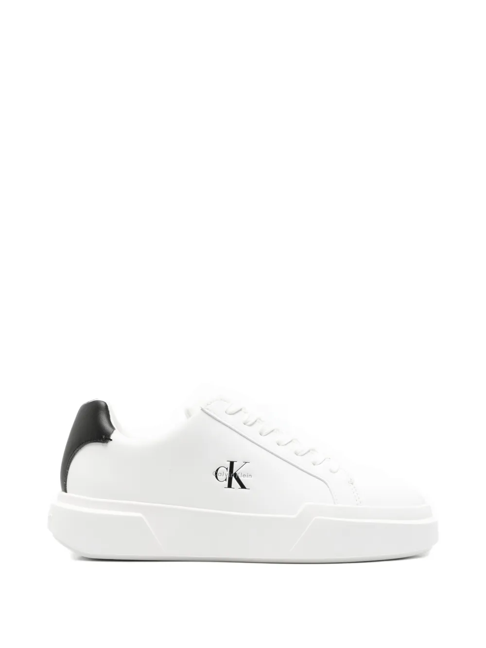 Calvin Klein logo-print leather sneakers - Weiß