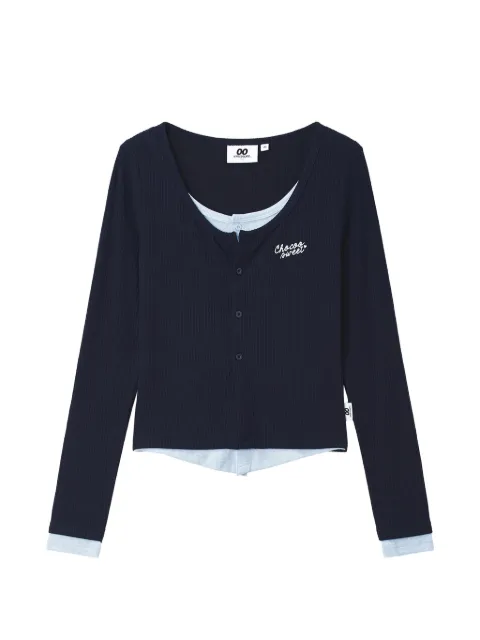 CHOCOOLATE layered-effect ribbed-knit top