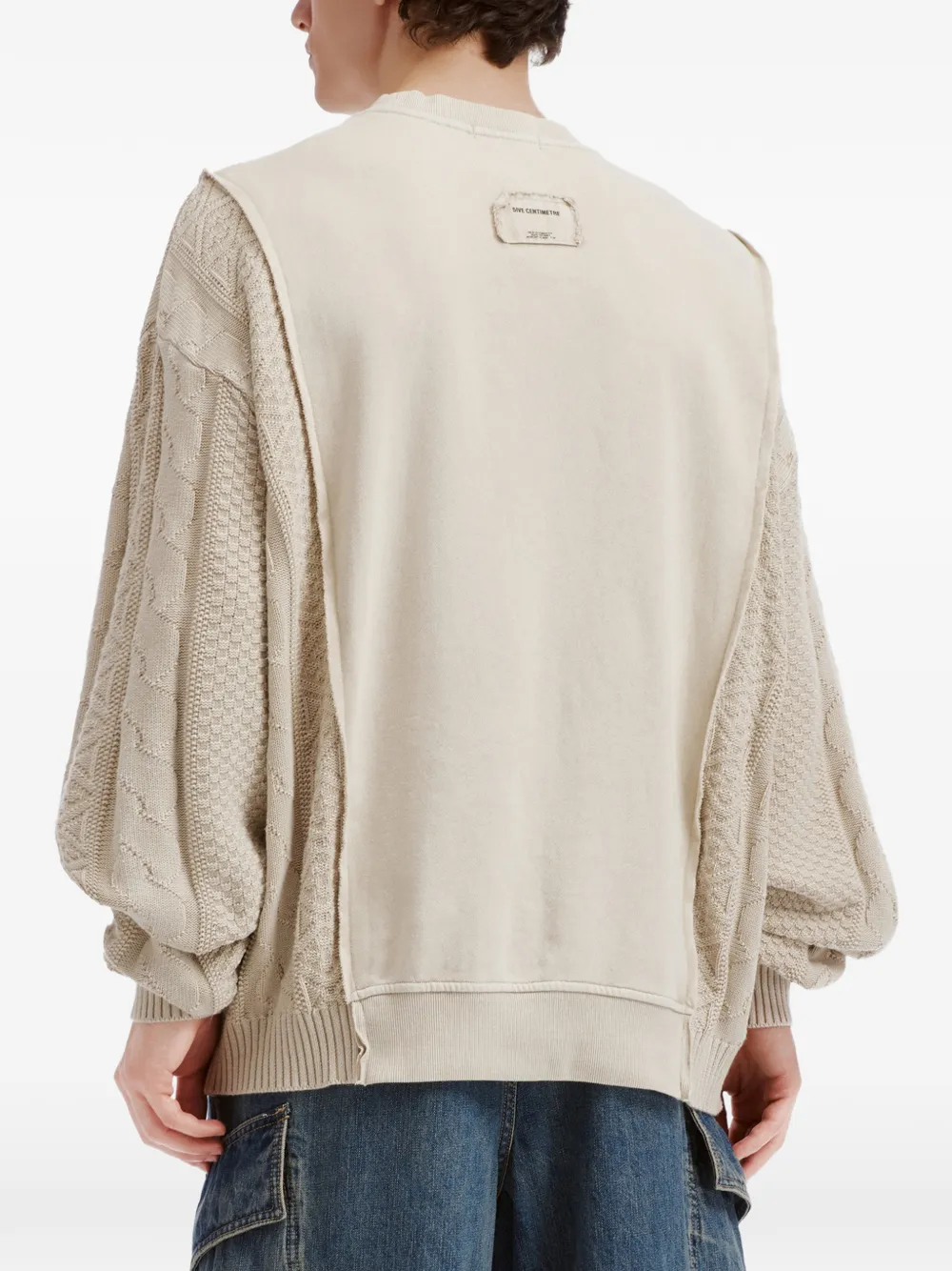 FIVE CM Kabelgebreide trui met vlakken Beige