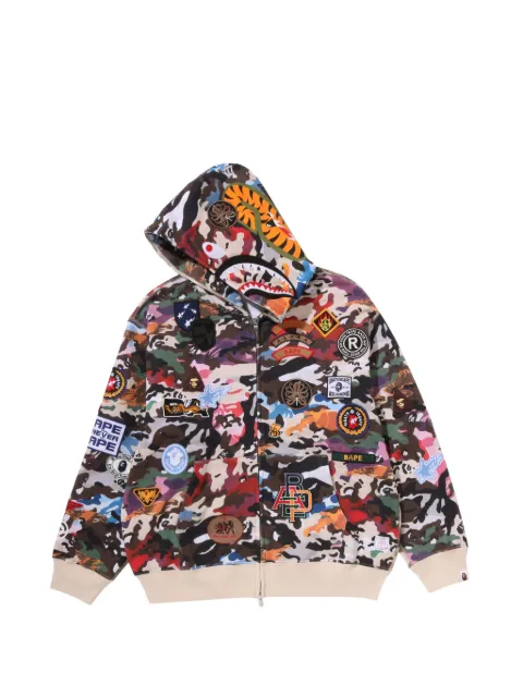 A BATHING APE® 하이브리드 카모 멀티 배지 샤크 후디