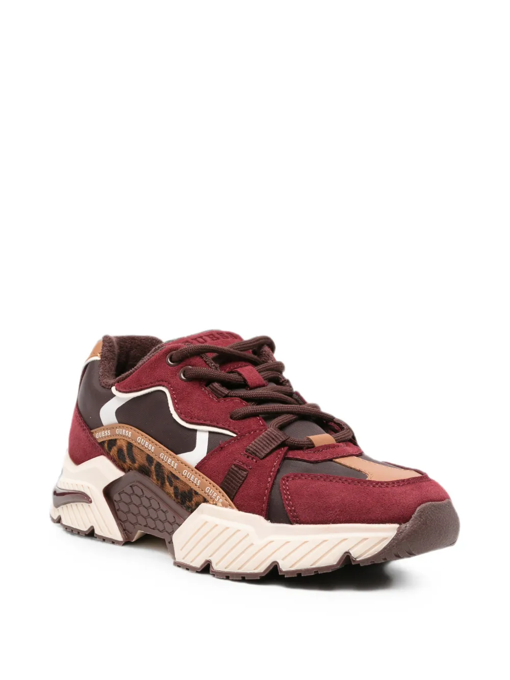 GUESS USA leopard-print panelled sneakers Rood