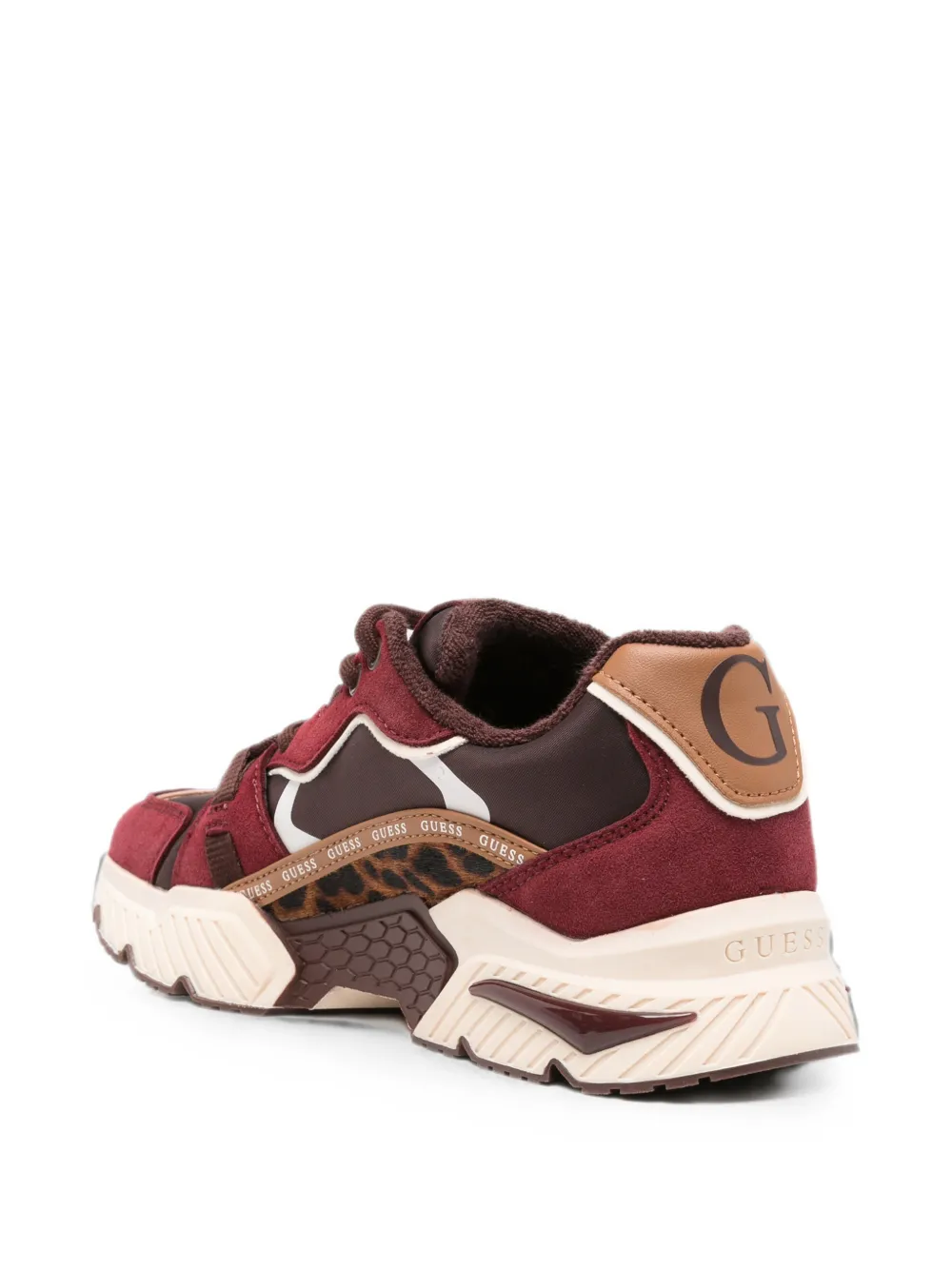 GUESS USA leopard-print panelled sneakers Rood
