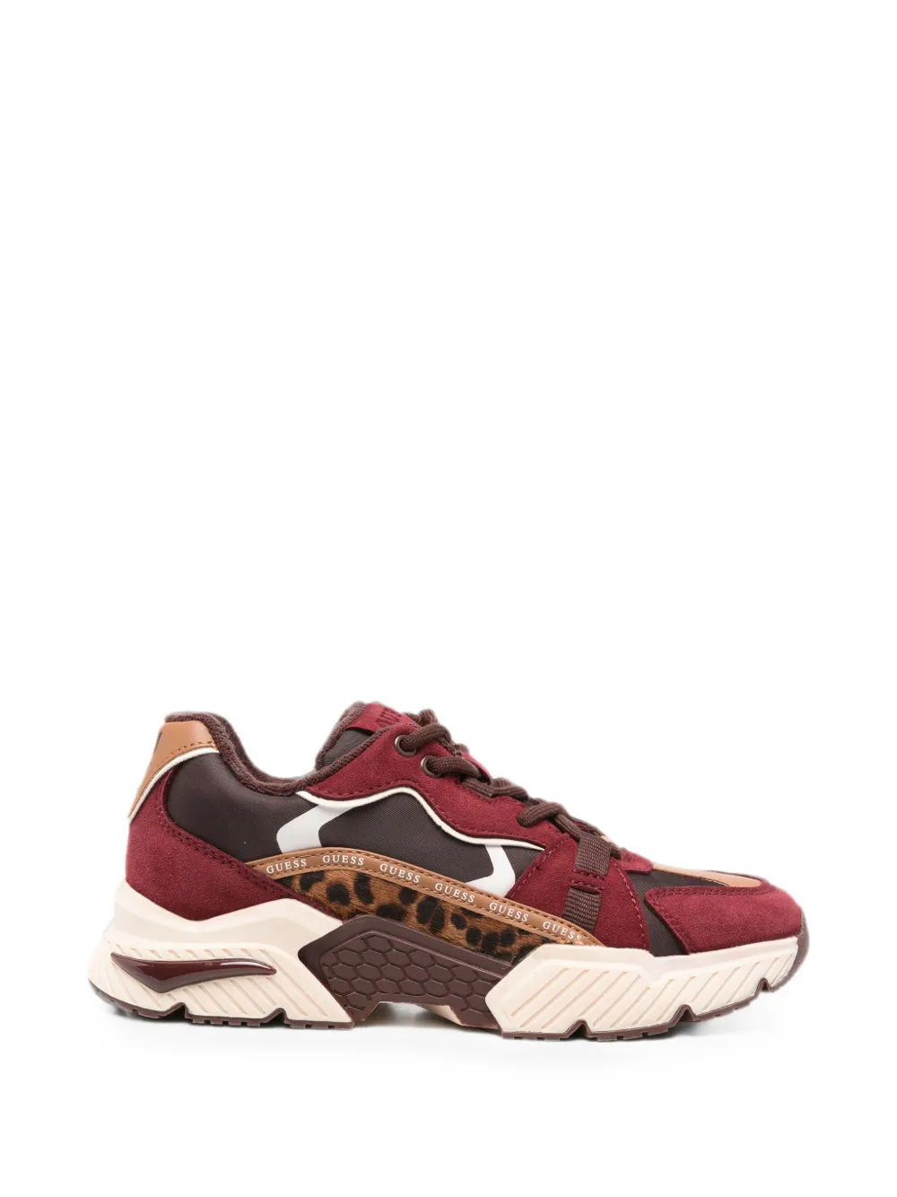 GUESS USA leopard-print panelled sneakers Rood