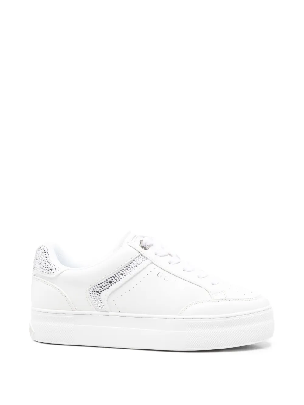 GUESS USA rhinestone-embellished leather sneakers - Bianco