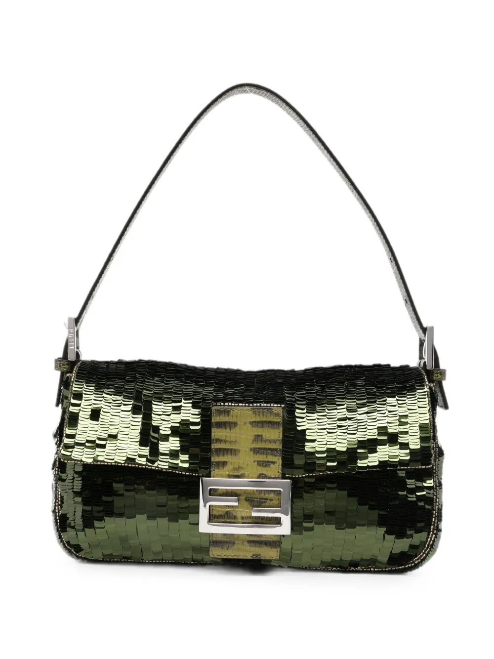 FENDI Baguette sequin-embellished shoulder bag - Verde