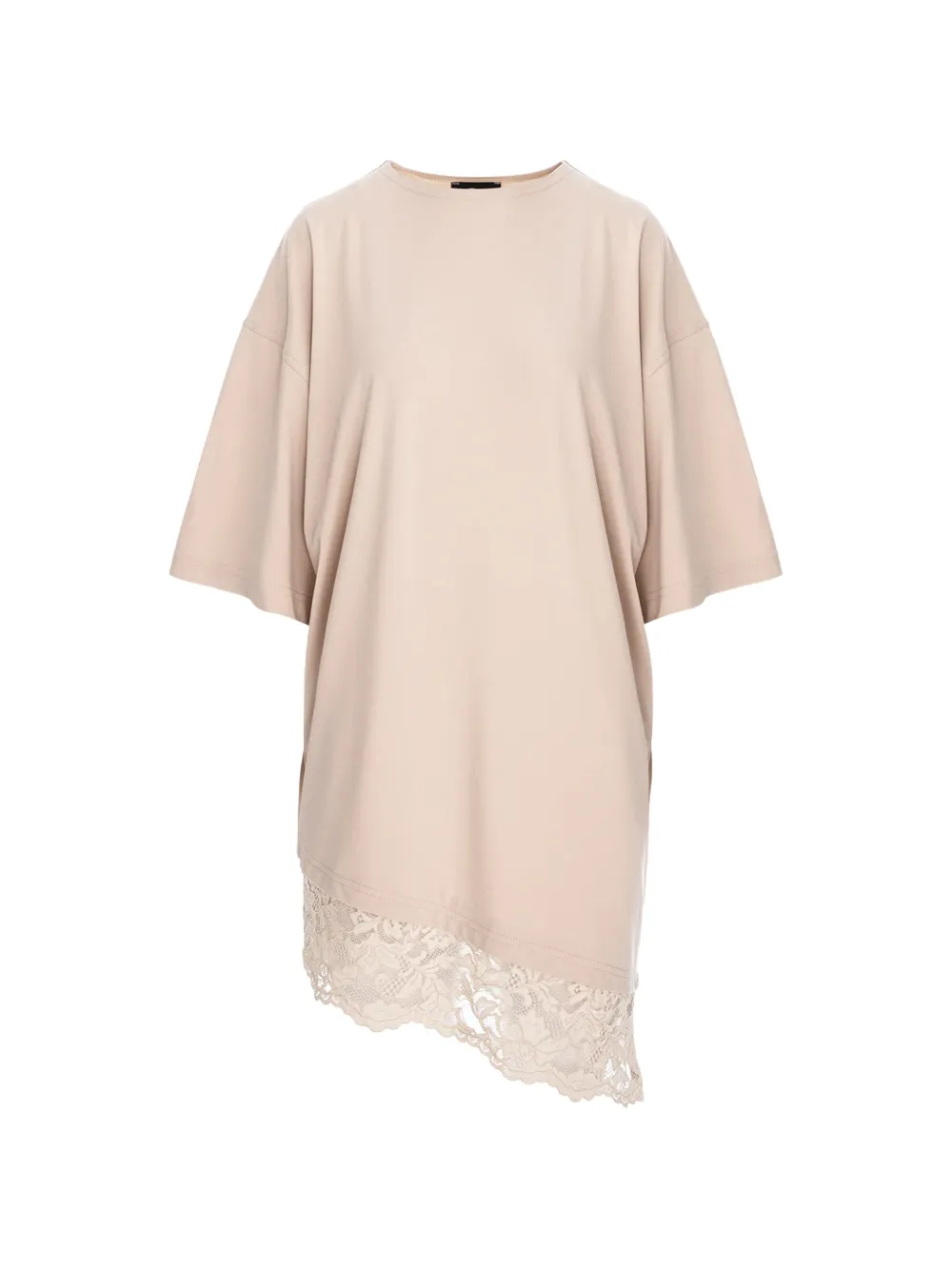 HAMZA Japan lace-trim asymmetric dress - Nude