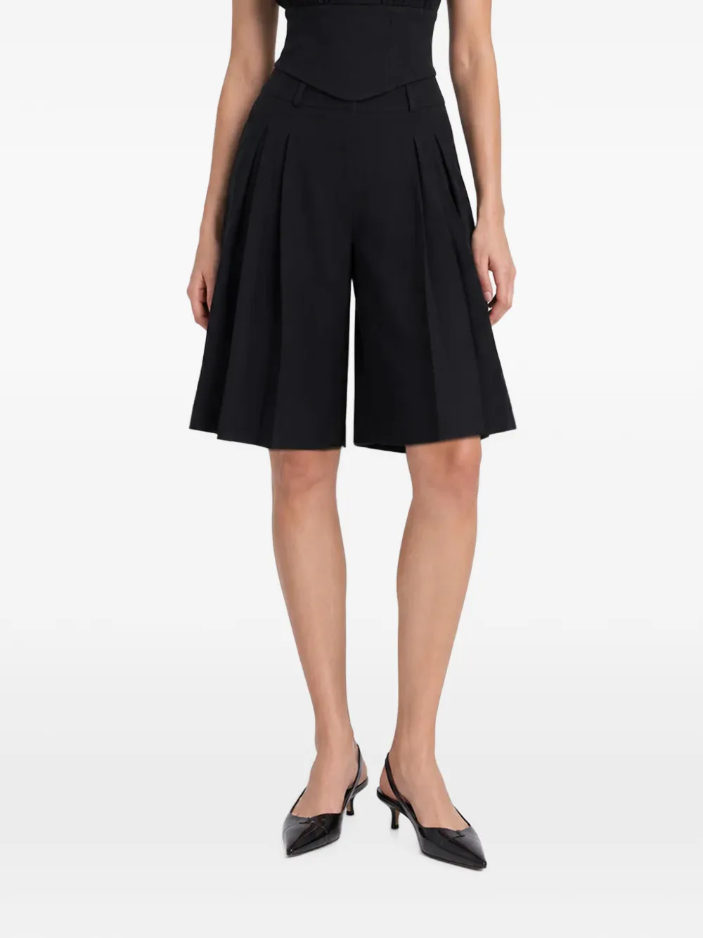 HAMZA Kimi knife-pleat shorts - Nero