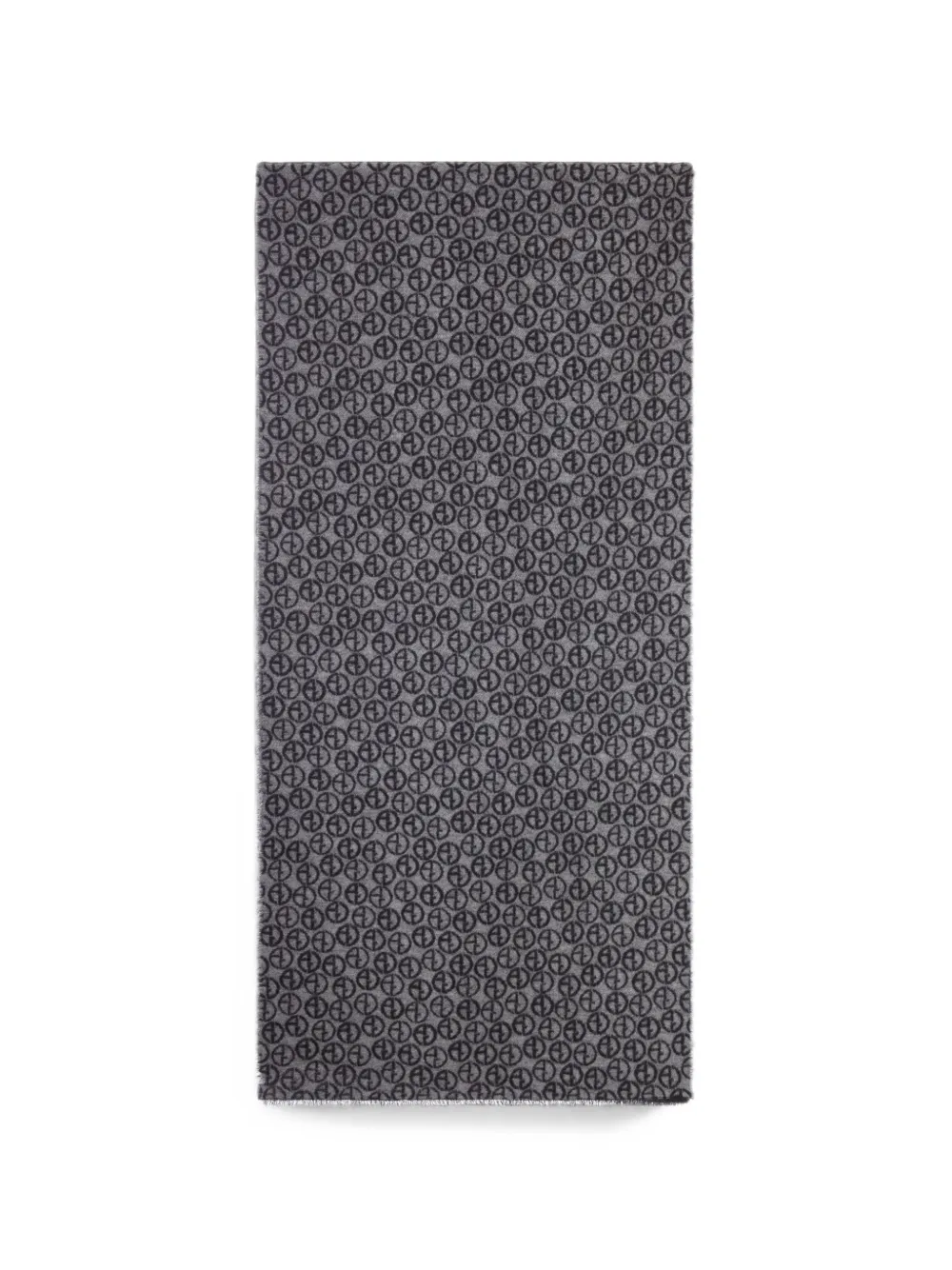 Giorgio Armani logo-monogram frayed scarf - Nero