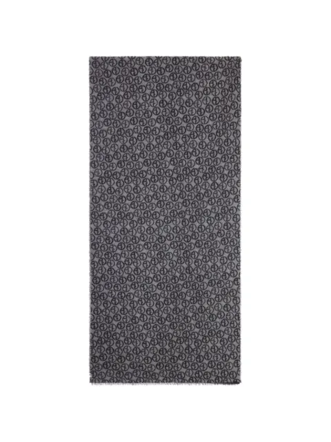 Giorgio Armani logo-monogram frayed scarf