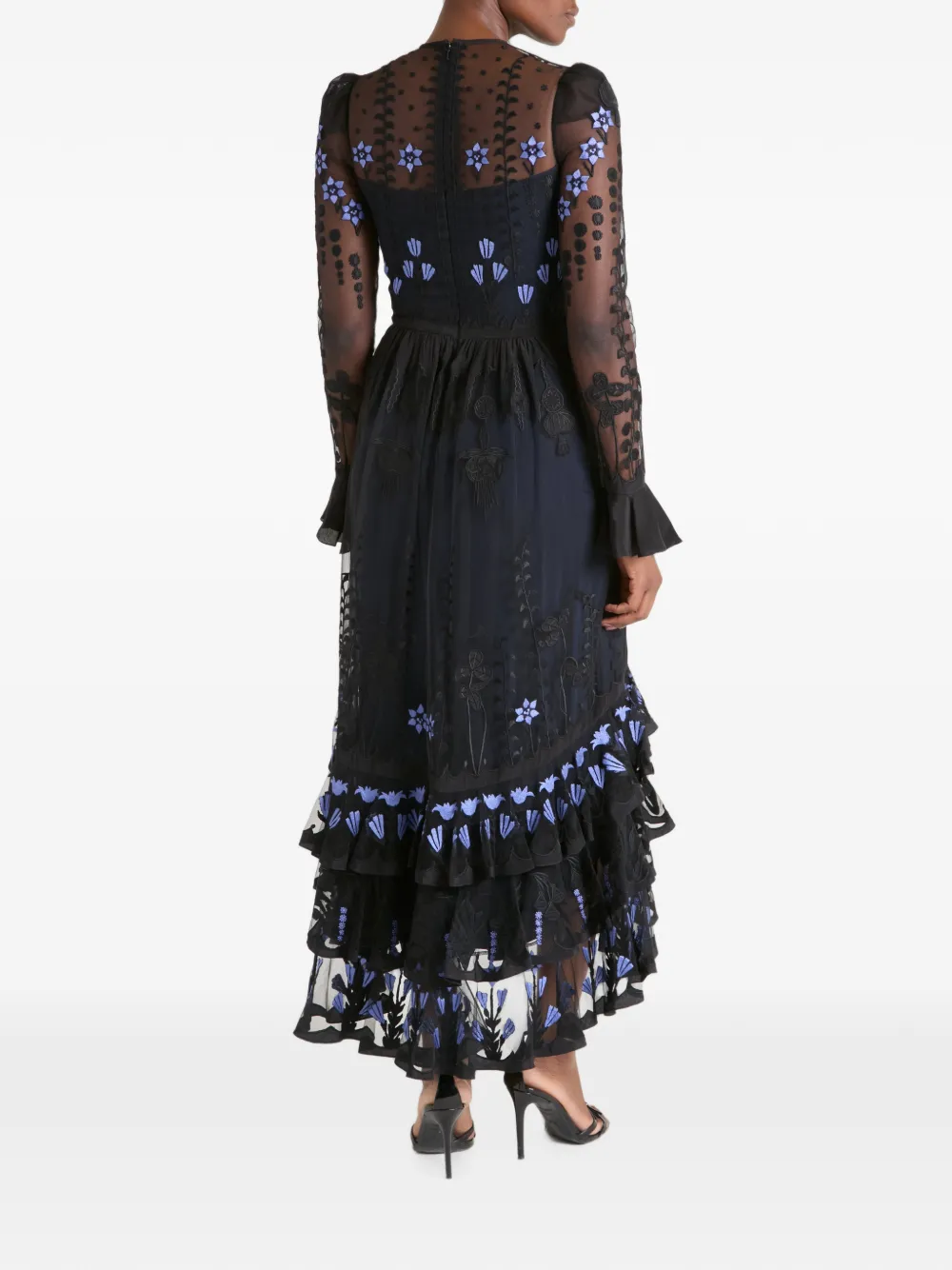 Temperley London Florette midi-jurk met geborduurde bloemen Blauw