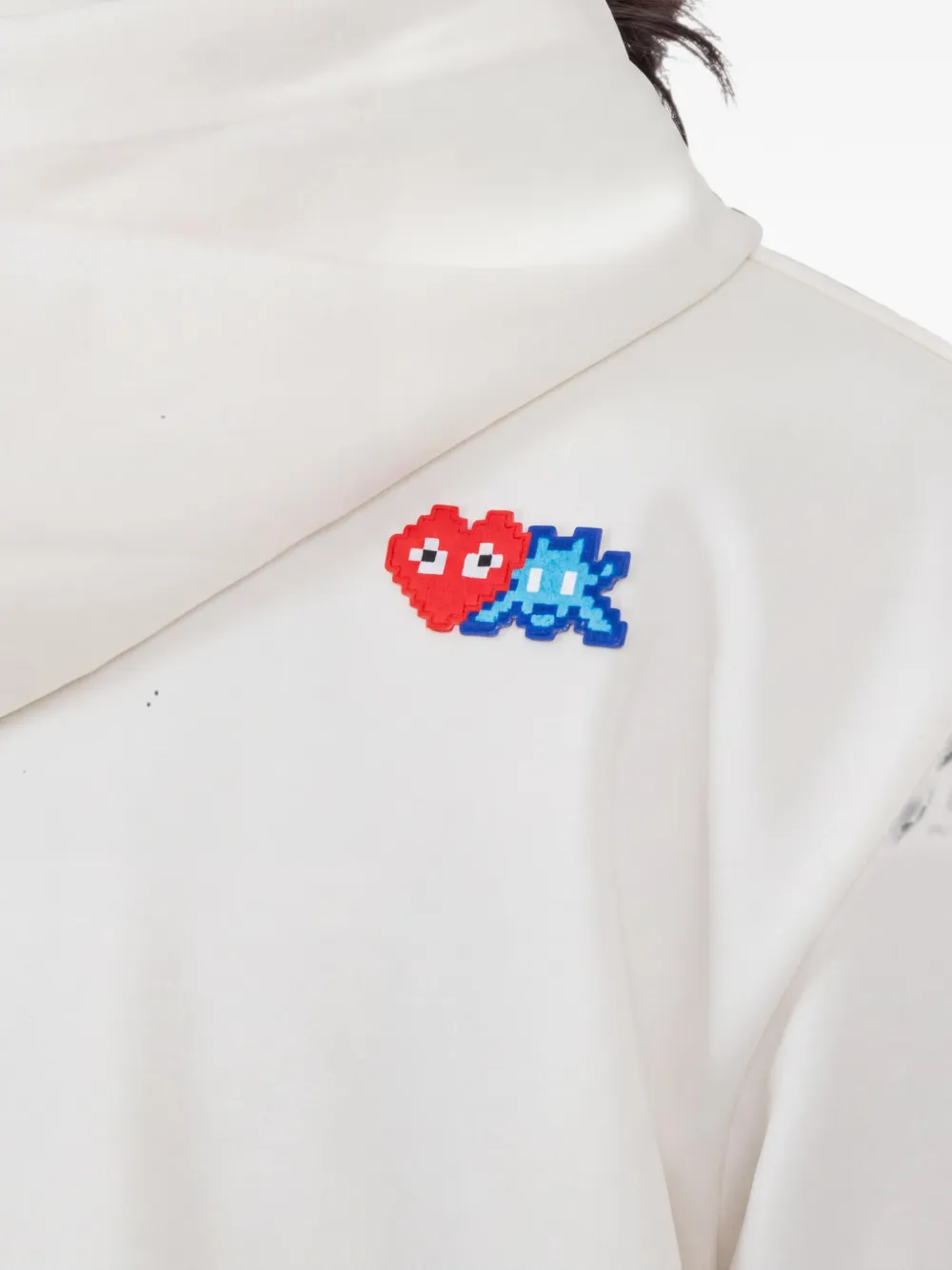 Comme des Garçons Homme Double Pixel hoodie met logo-patch en rits Wit