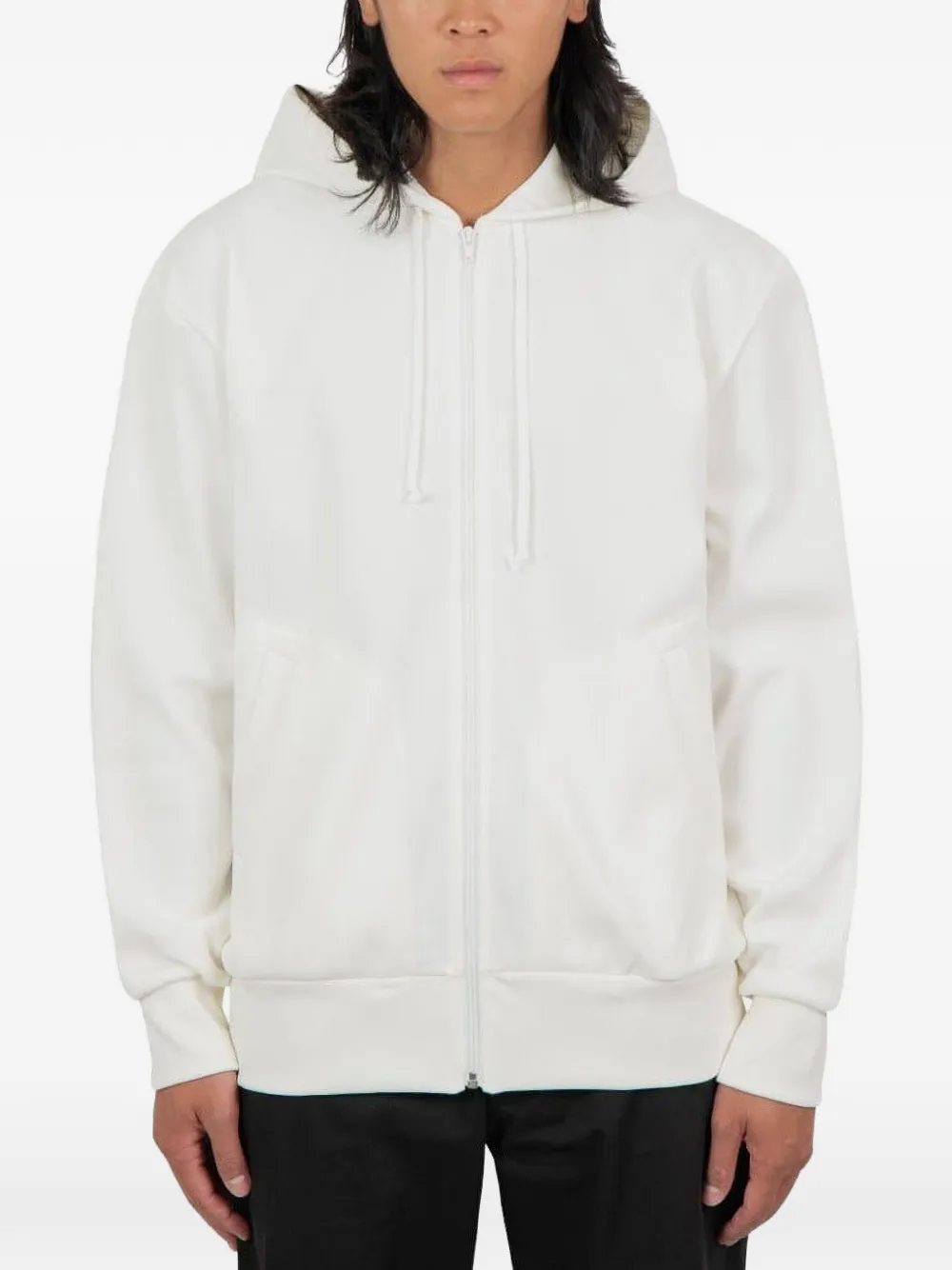 Comme des Garçons Homme Double pixel logo-patch zip-up hoodie - Weiß