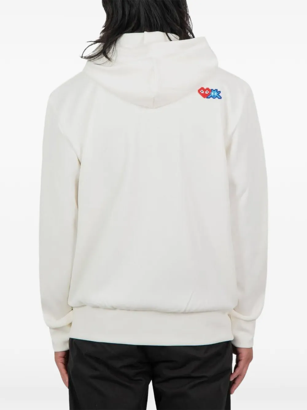 Comme des Garçons Homme Double Pixel hoodie met logo-patch en rits Wit