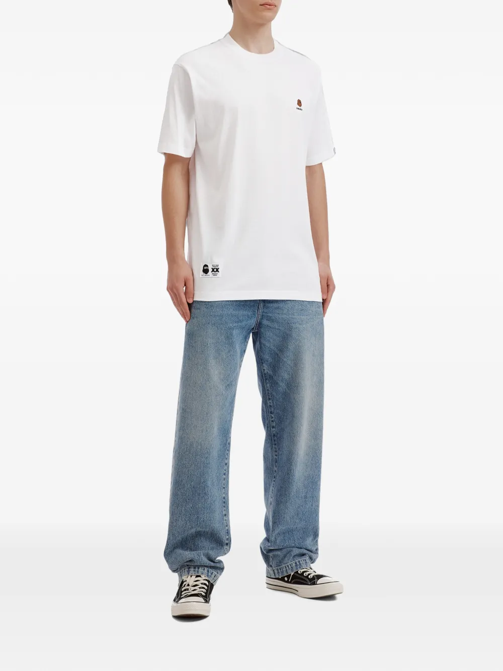 FINGERCROXX T-shirt met geborduurd logo en patch detail Wit