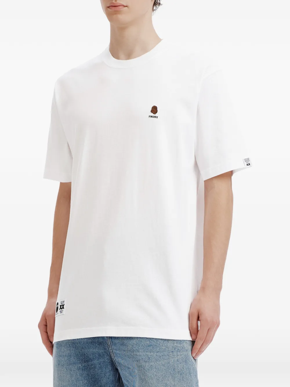 FINGERCROXX T-shirt met geborduurd logo en patch detail Wit