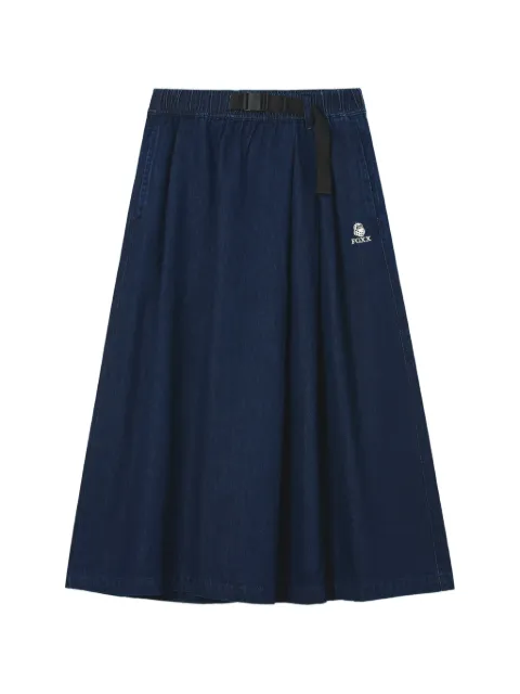 FINGERCROXX logo-embroidered buckled skirt
