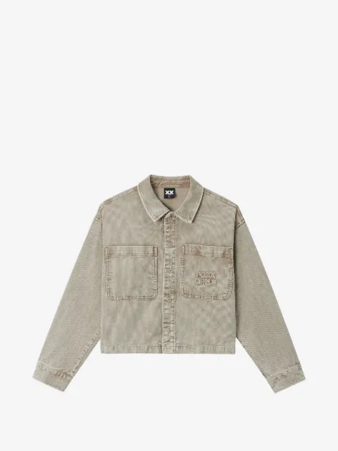 FINGERCROXX logo-embroidered corduroy shirt