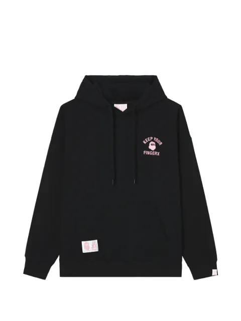 FINGERCROXX slogan-embroidered drawstring hoodie