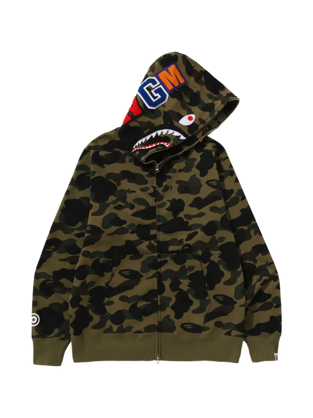 A BATHING APE 1St Camo Shark hoodie met rits Groen