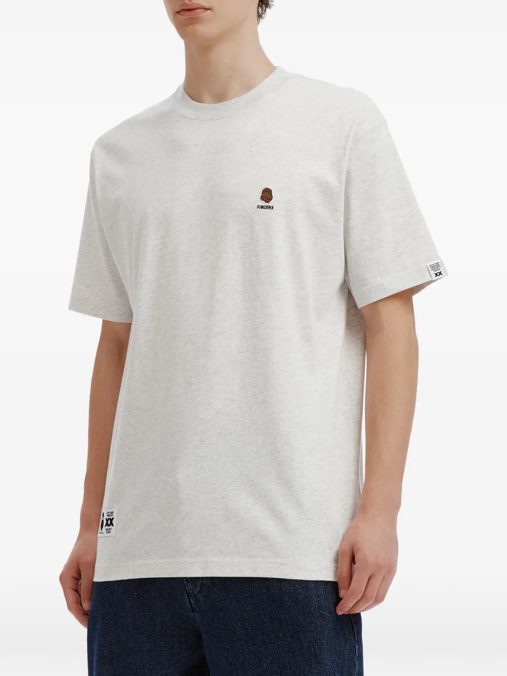 FINGERCROXX T-shirt met geborduurd logo Grijs